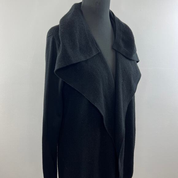 THEORY Winxie Black Long Sleeve Cashmere Cotton Open Front Cardigan Sweater Sz S - Picture 3 of 7